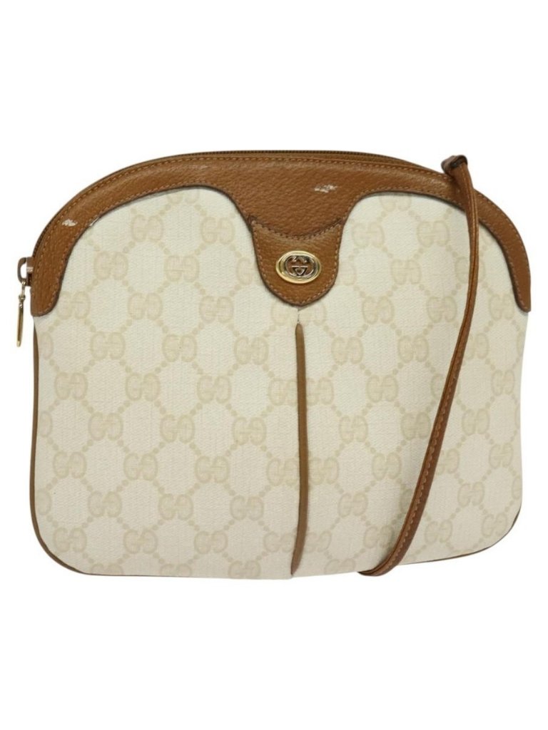 Authentic Gucci Gg Supreme Shoulder Bag Pvc White Gold 904 02 047
